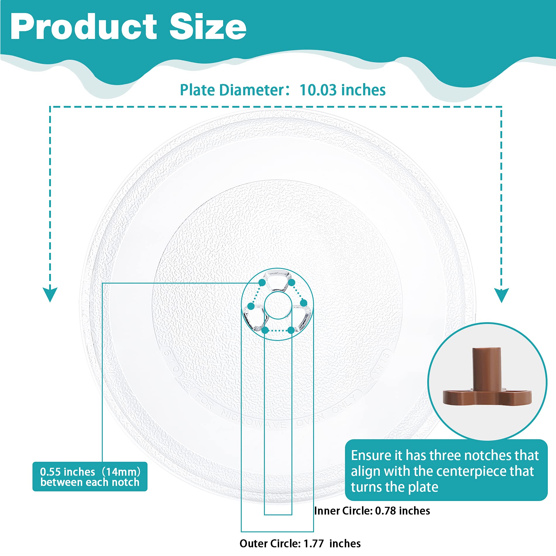 Gemroom 10" / 25.5cm Microwave Glass Plate/Microwave Glass Turntable Plate Replacement, Microwave Glass Turntable Tray Replaces for Small Microwaves