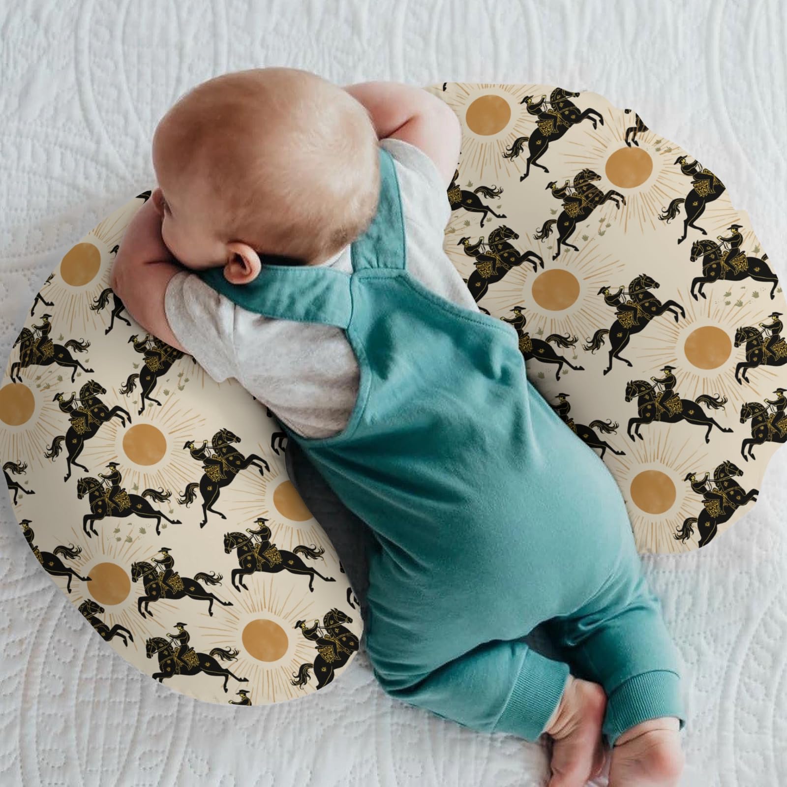 Western Cowboys Sunshine Nursing Pillow Covers for Boy Girl Cowboy Horse Sun Nursery Feeding Pillowcase for Breastfeeding Pillows Wild West Desert Soft Stretchy Removable Covers for Newborn Infant