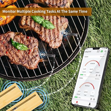 Mini Meat Thermometer True Wireless Smart Meat Thermometer for the Oven Grill Kitchen BBQ Smoker Rotisserie with Bluetooth and WiFi Digital Connectivity
