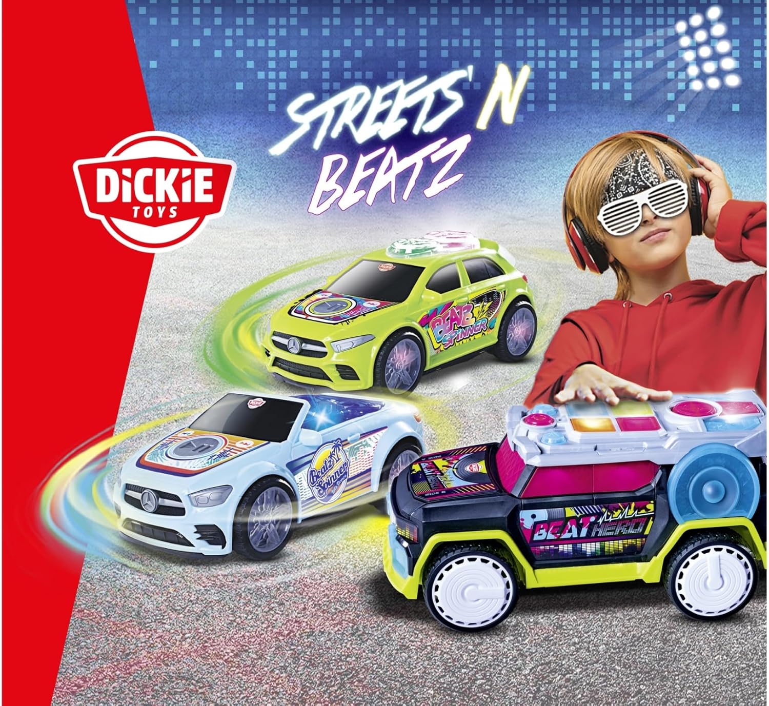 Dickie Toys - Beat Hero 203767001 +3 Years Car with Music Console, 22 Sounds, LED Lights, 3 Game Modes, Streat n Beatz
