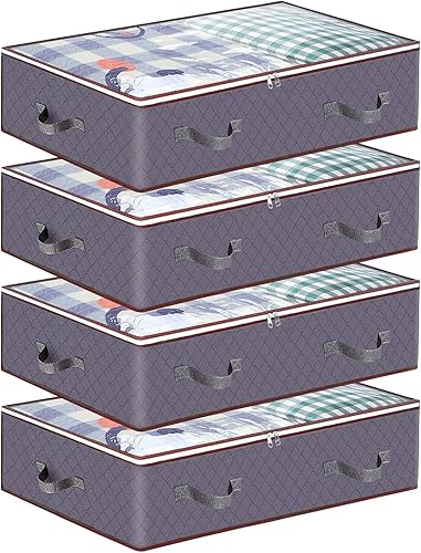 Paquete de 4 bolsas de almacenamiento para debajo de la cama bolsa plegable de 100 litros contenedores de almacenamiento de gran capacidad con