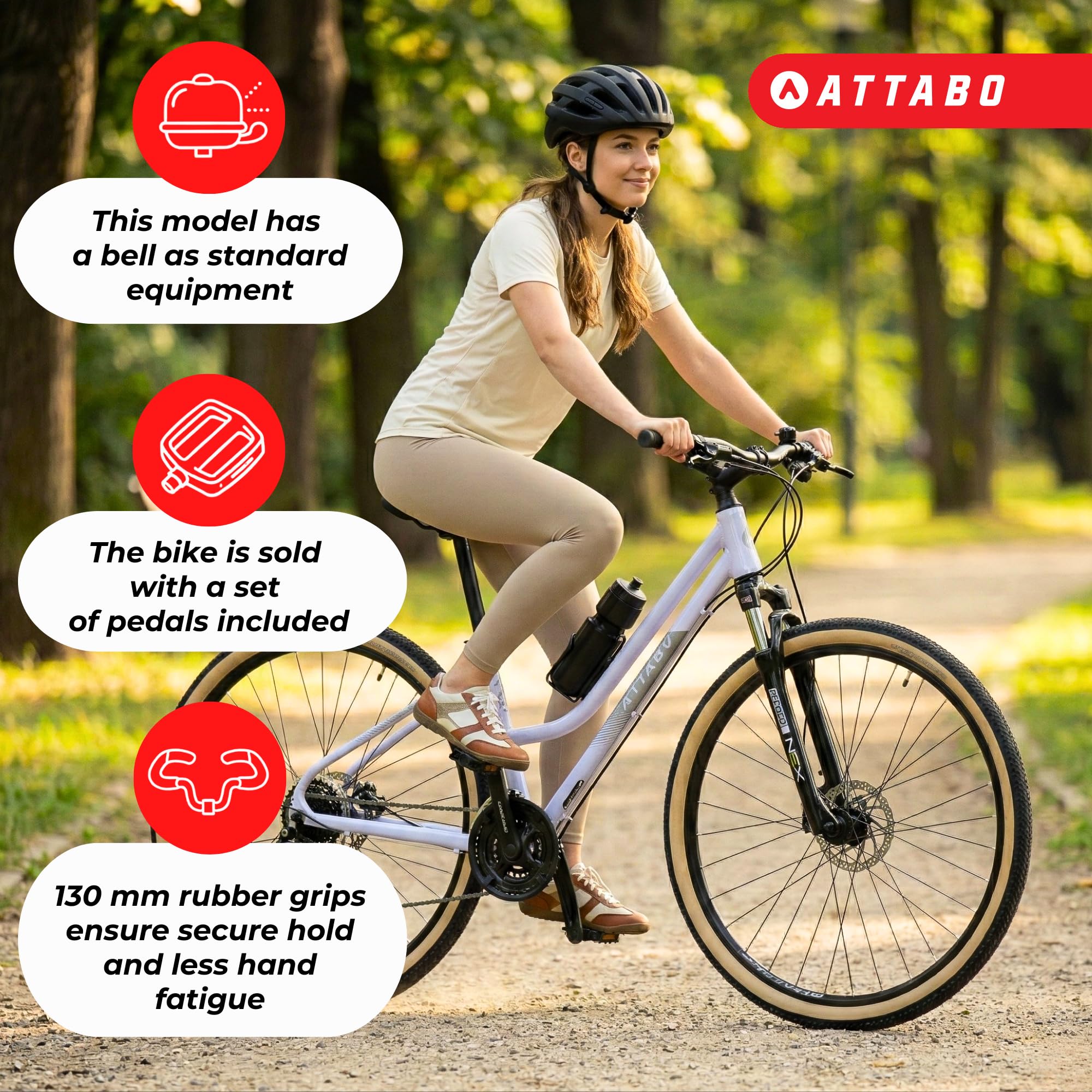 ATTABO SANO 3.0 Damen Crossbike 28 Zoll, Aluminiumrahmen, 24-Gang Shimano Schaltung, SR Suntour Federgabel, hydraulische Scheibenbremsen