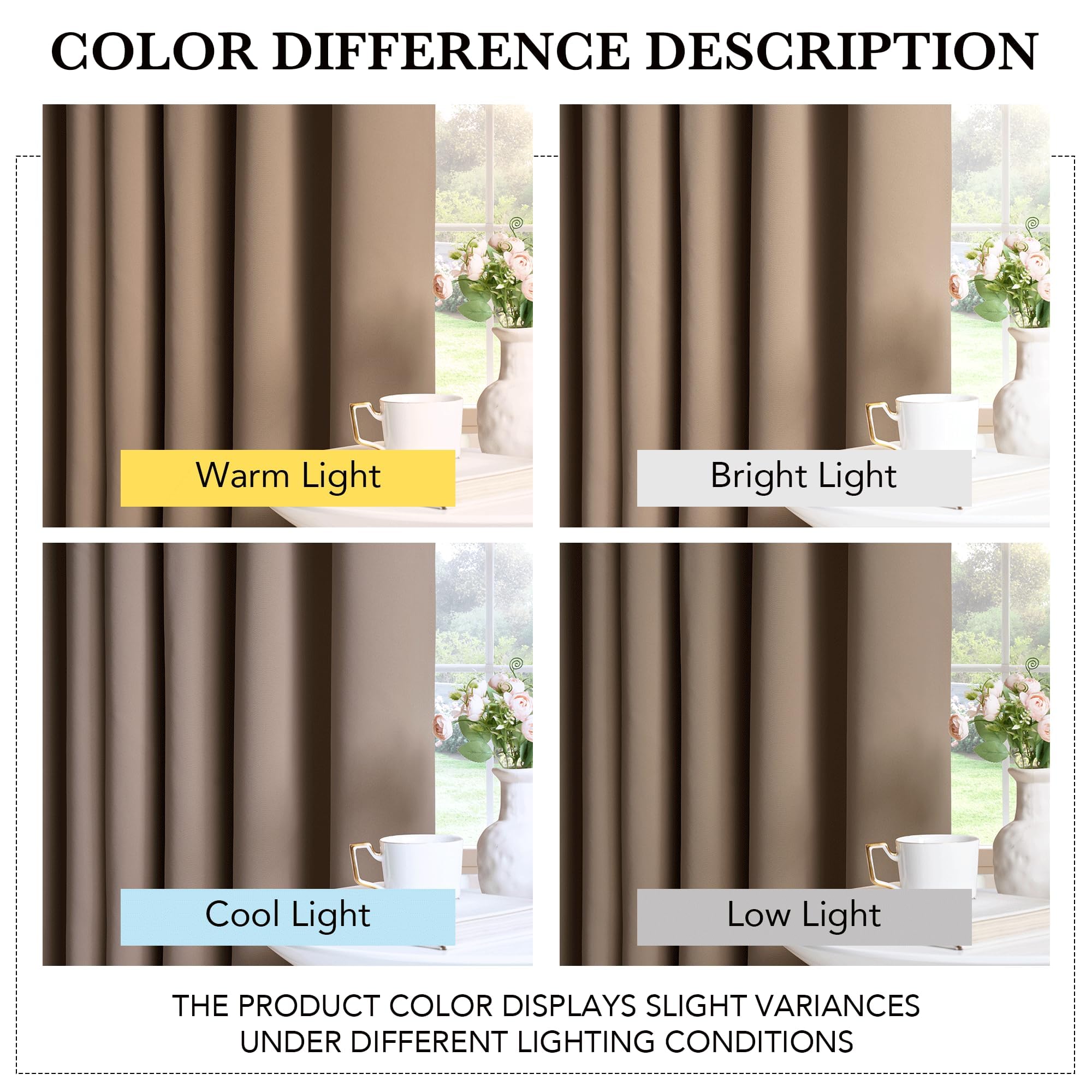 PONY DANCE Tenda Oscurante Camera da Letto Moderne Tende Termiche Isolanti per Soggiorno Blackout Curtain per Porta Interna 1 Pezzo L 140 x A 200 cm, Moca