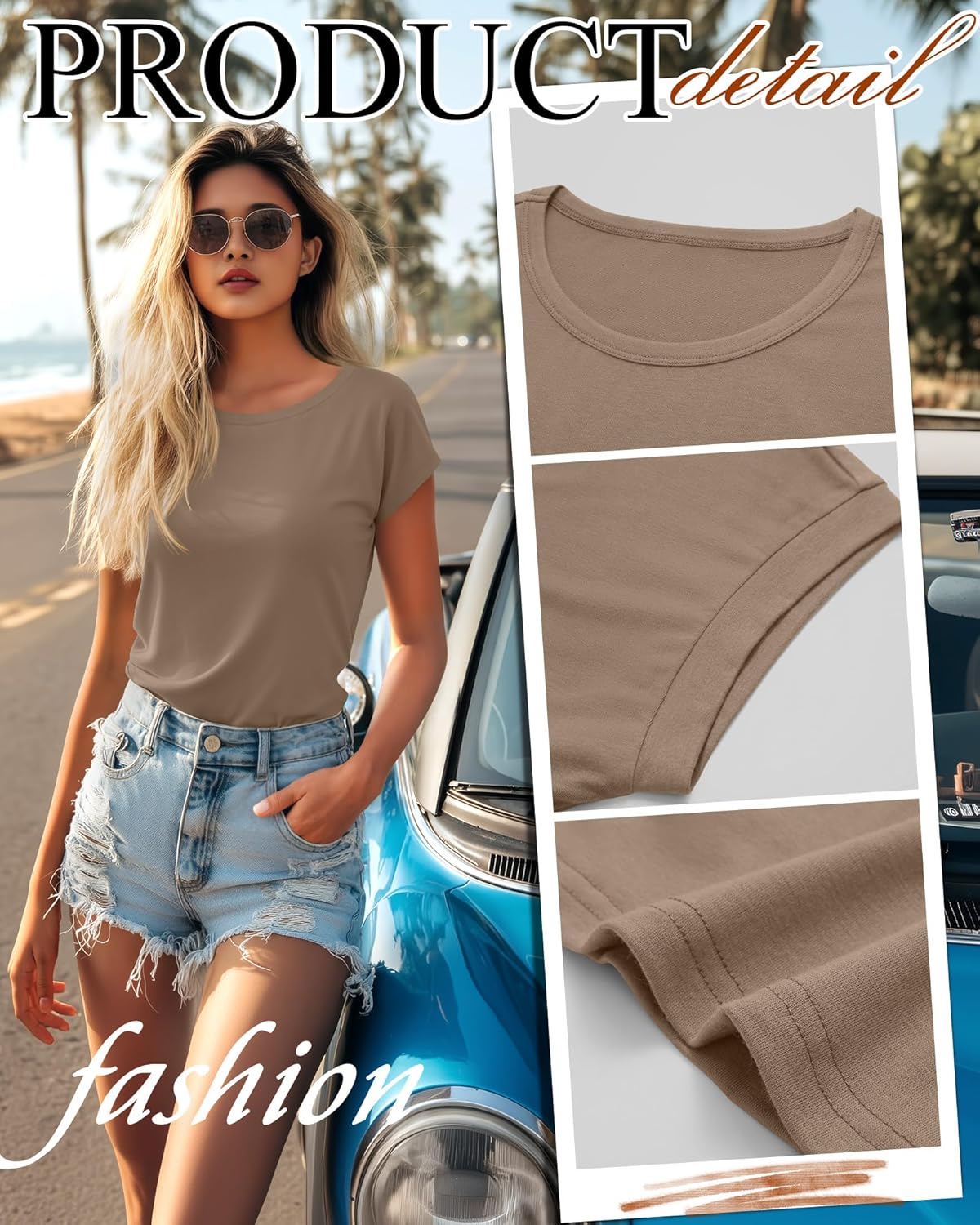 Huukeay 3 Pack Women's Cap Sleeve Tops Basic Tee Shirts Summer Casual Crew Neck Trendy Clothes 2026 Fashion - Image 5