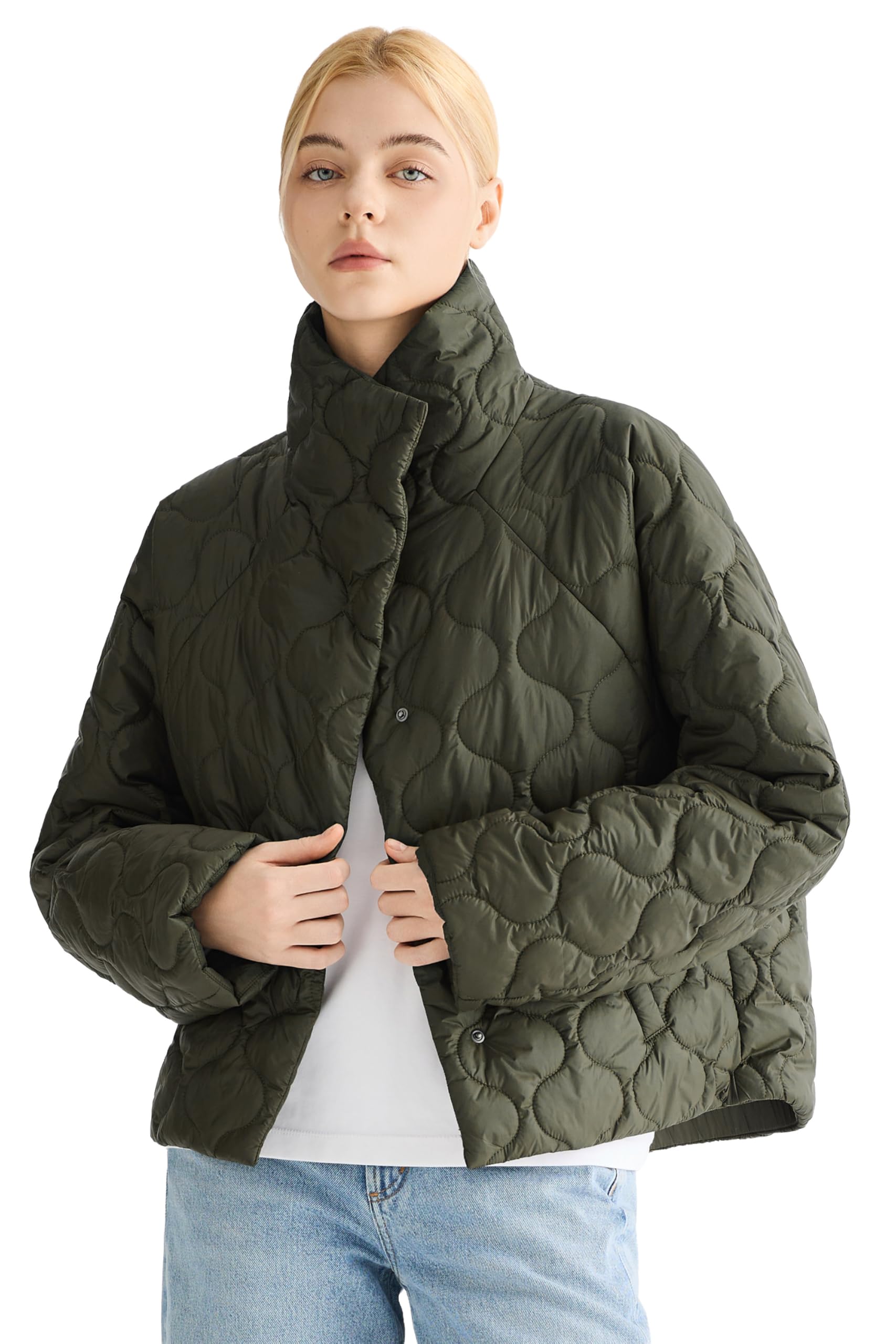 Orolay Giacca trapuntata oversize da donna corta cappotto leggero casual corto capispalla con tasche
