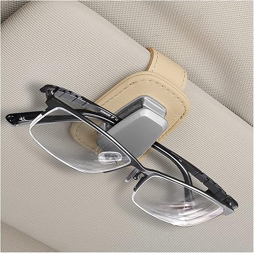 AUCELI Soportes para lentes de sol para visera solar de automóvil colgador de anteojos montado con clip para tarjeta de boleto soporte magnético de
