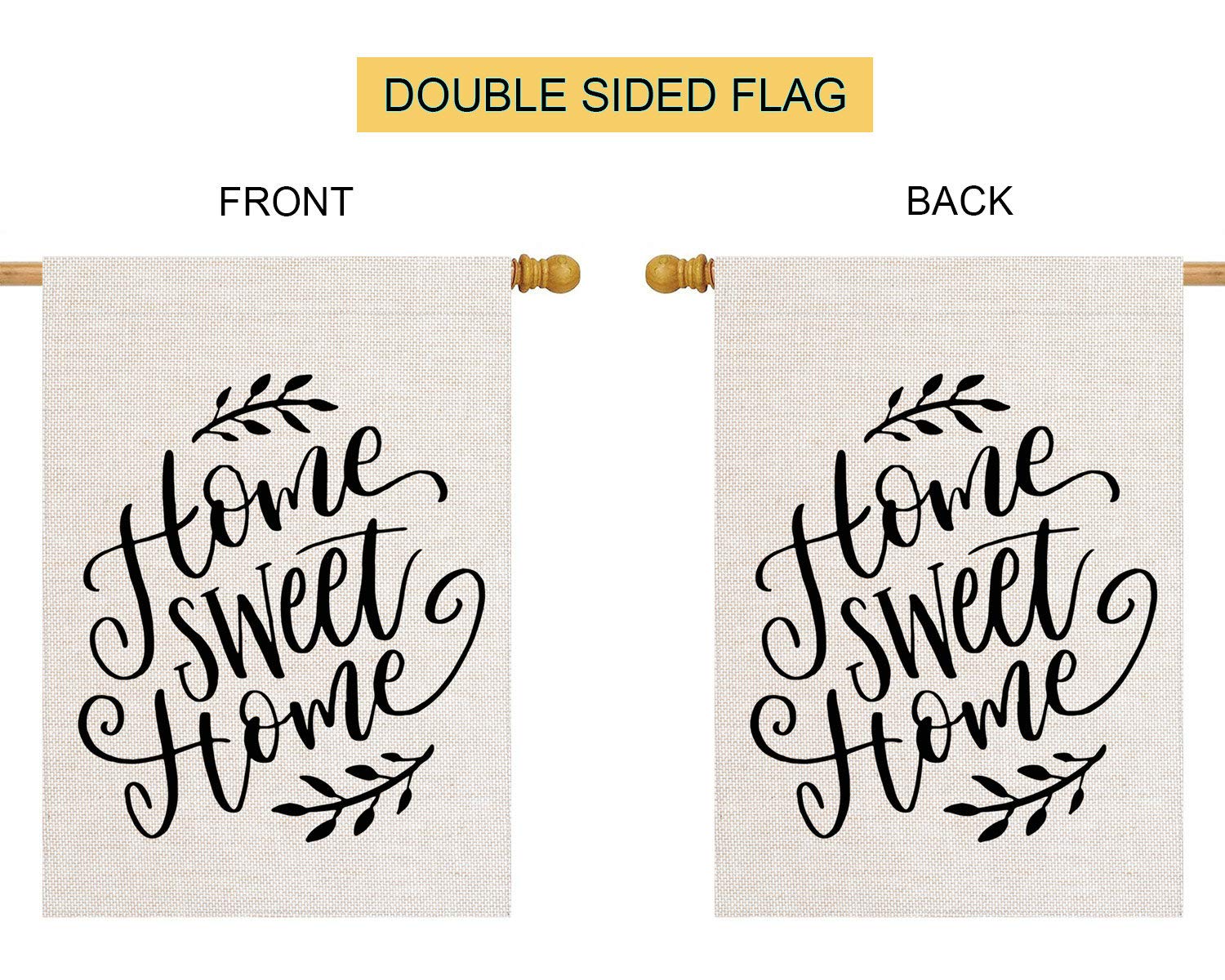 Home Sweet Home Frühlingsflagge – Doppelseitiger Druck, Jute, 30,5x45,7 Cm, Wetterfest, Für Garten Oder Terrasse