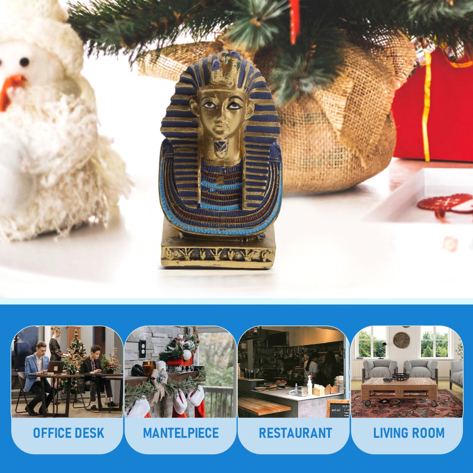 CLISPEED Statue de Pharaon Égyptien Statue de Buste Pharaon en Résine Ancien Roi Égyptien Figurine Sculpture Décorative Collection Décor Bureau à Domicile