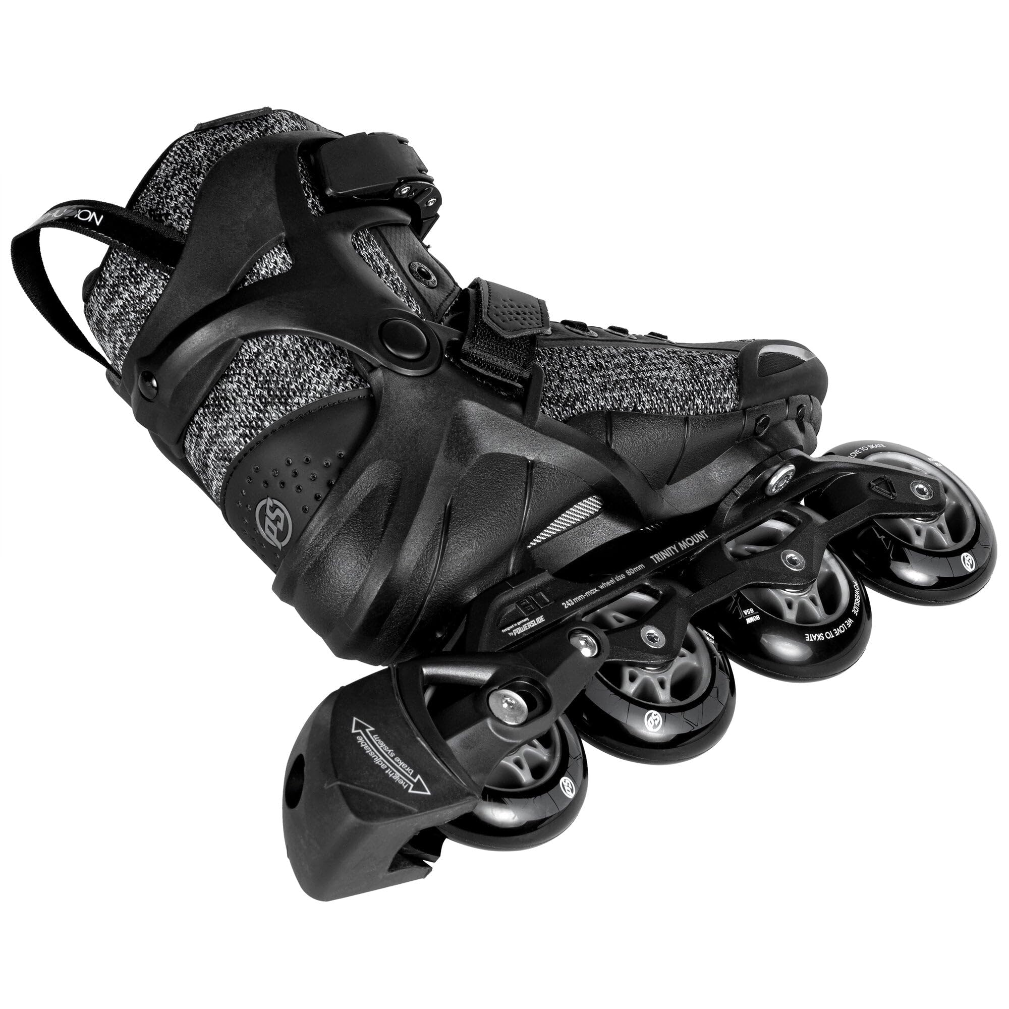 Powerslide Inline Skates Phuzion Radon Black White 80 Gr. 37-47 - Inliner für Herren und Damen in Schwarz/Grau, 80mm/85A Rollen, ABEC 5 Pro Kugellager