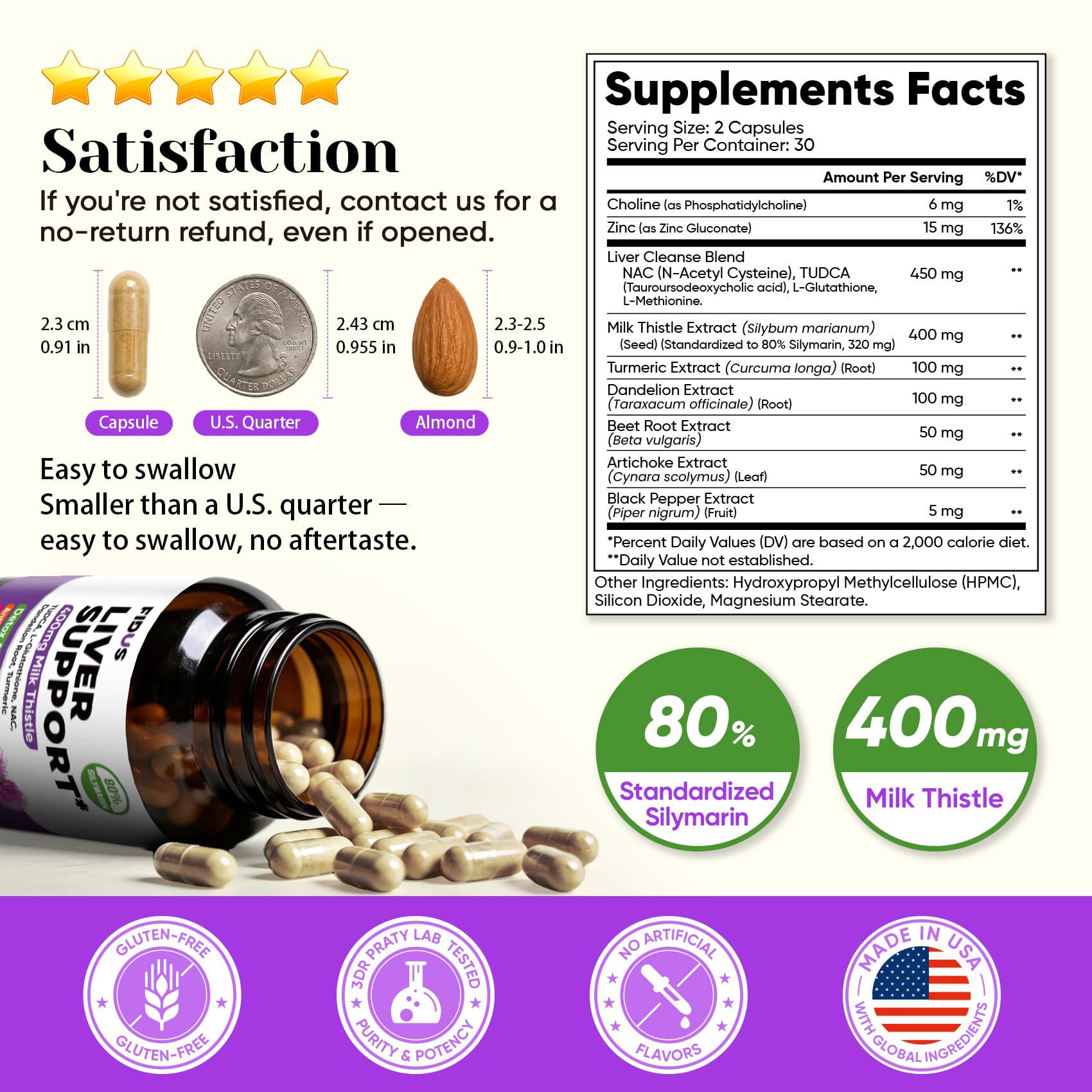 Liver Cleanse Detox & Repair, Milk Thistle(80% Silymarin) with NAC,Turmeric — Amazon image 8