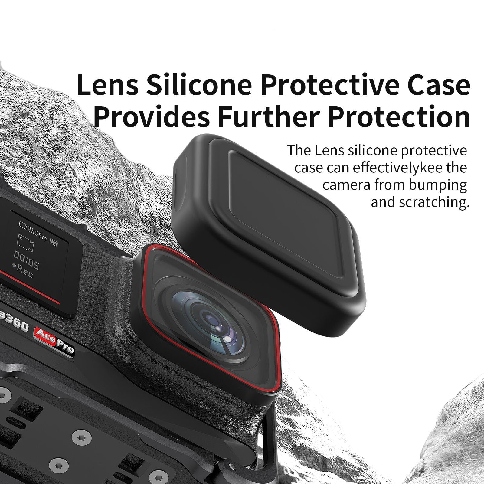 Carcasa protectora para borde con protector de lente para cámara de acción, adaptador de montaje para cámara de acción