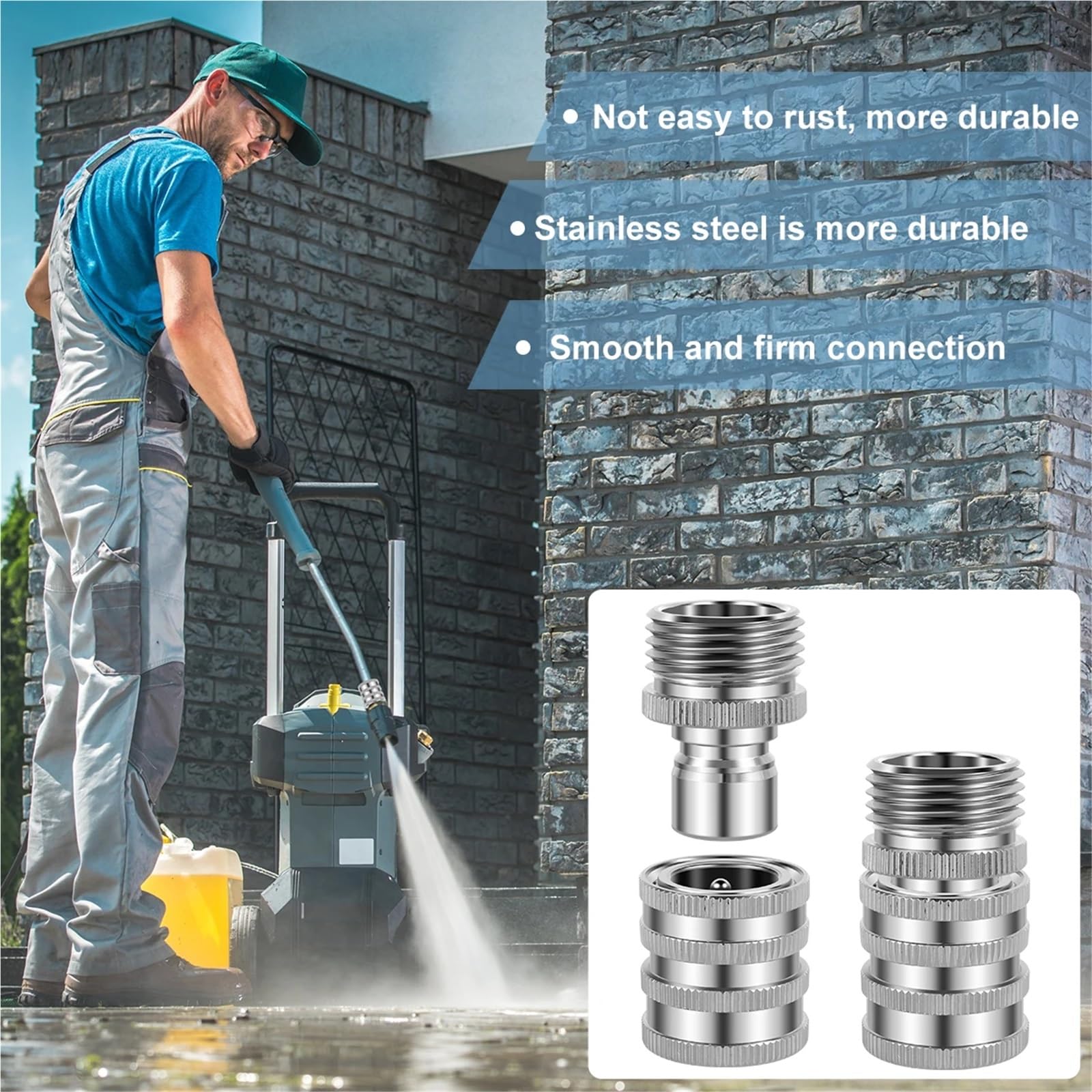 Schlauchverbinder Schlauch-Schnellanschluss, 8/4 Stück, 3/4 Zoll, Garten-Wasserschlauchanschluss, Edelstahl, Buchse Und Stecker, Hochdruckreiniger-Pumpenadapter für Garten(8PCS Type2)