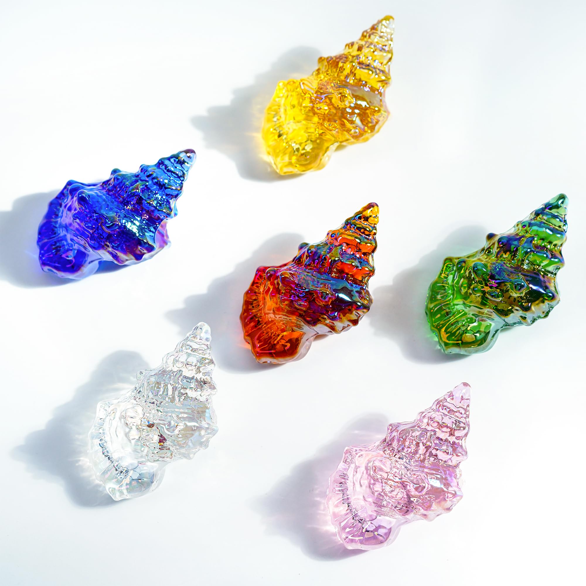 Figurines de conque en verre soufflé : artisanat d'art miniature pour déco chic