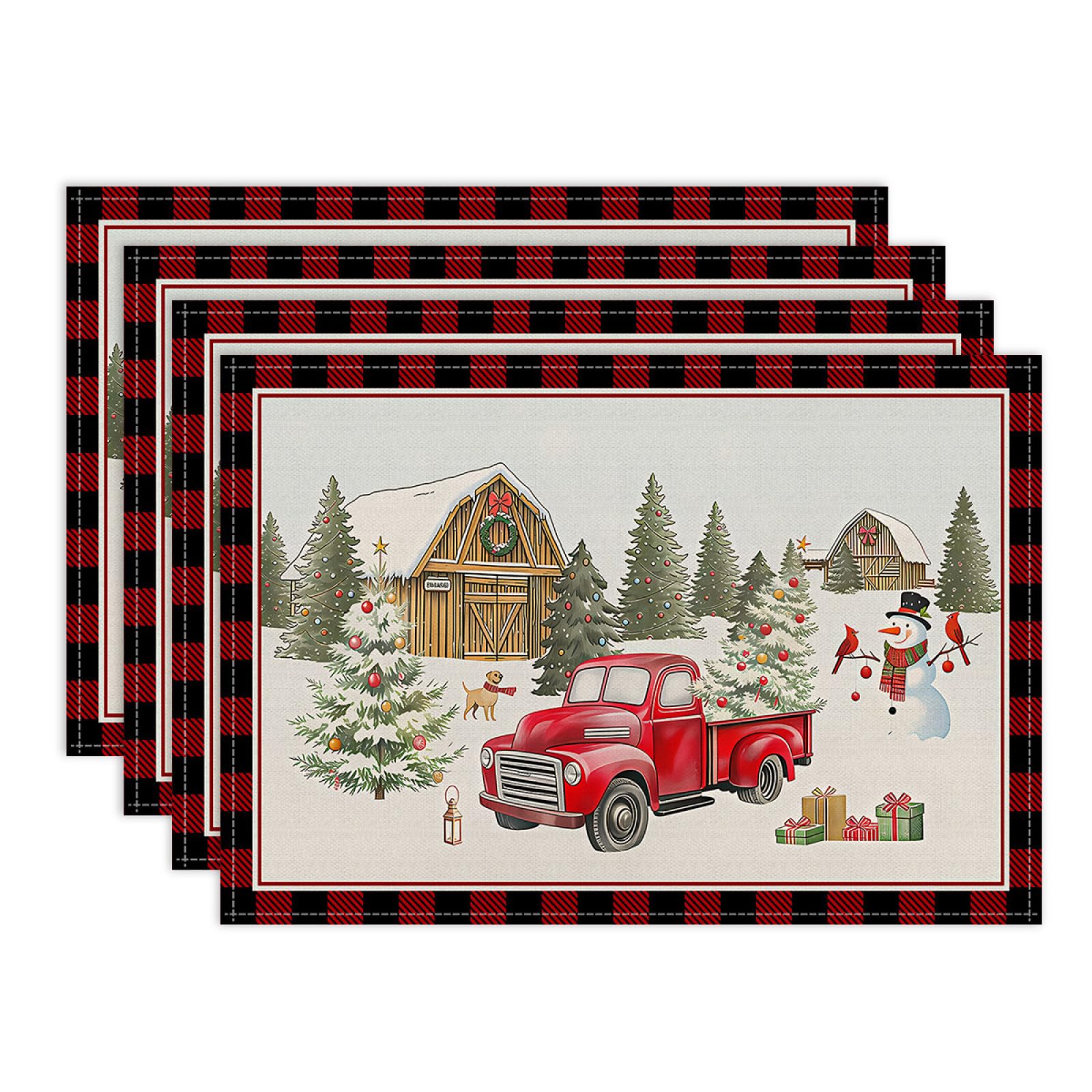 Tischsets Abwaschbar Rotes Auto Hitzebeständig Tischset rutschfest 6 Stück Platzset 45x30cm,platzdeckchen PVC Abgrifffeste Platzsets für Hause Küche Restaurant und Hotel