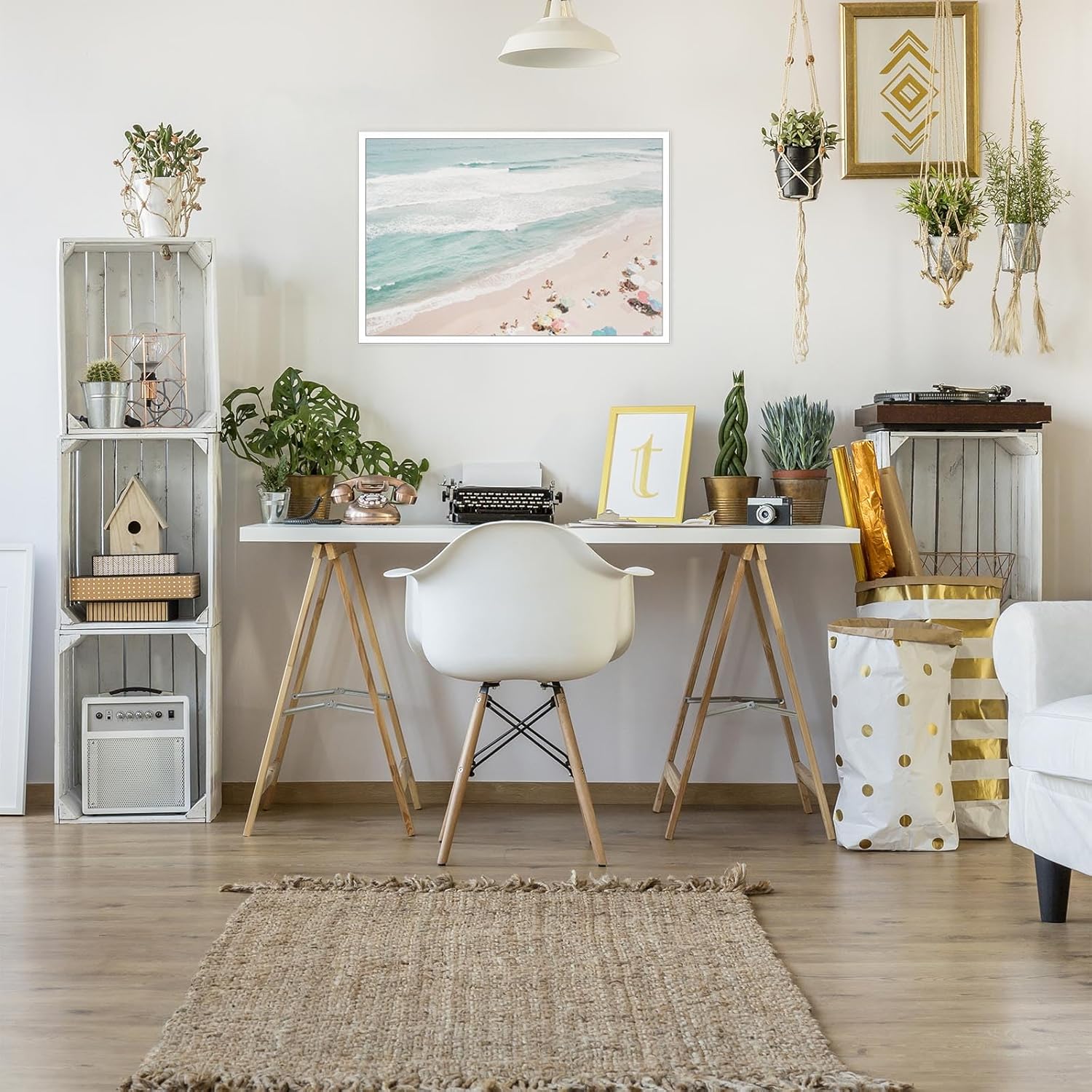 Trendy Summer Coastal Surfing Wall Art Funky Ocean Beach Swim Canvas Posters Ocean Travel Vacation Landscape Prints Painting For Living Room Bedroom Wall Decor 24x36in Unframed