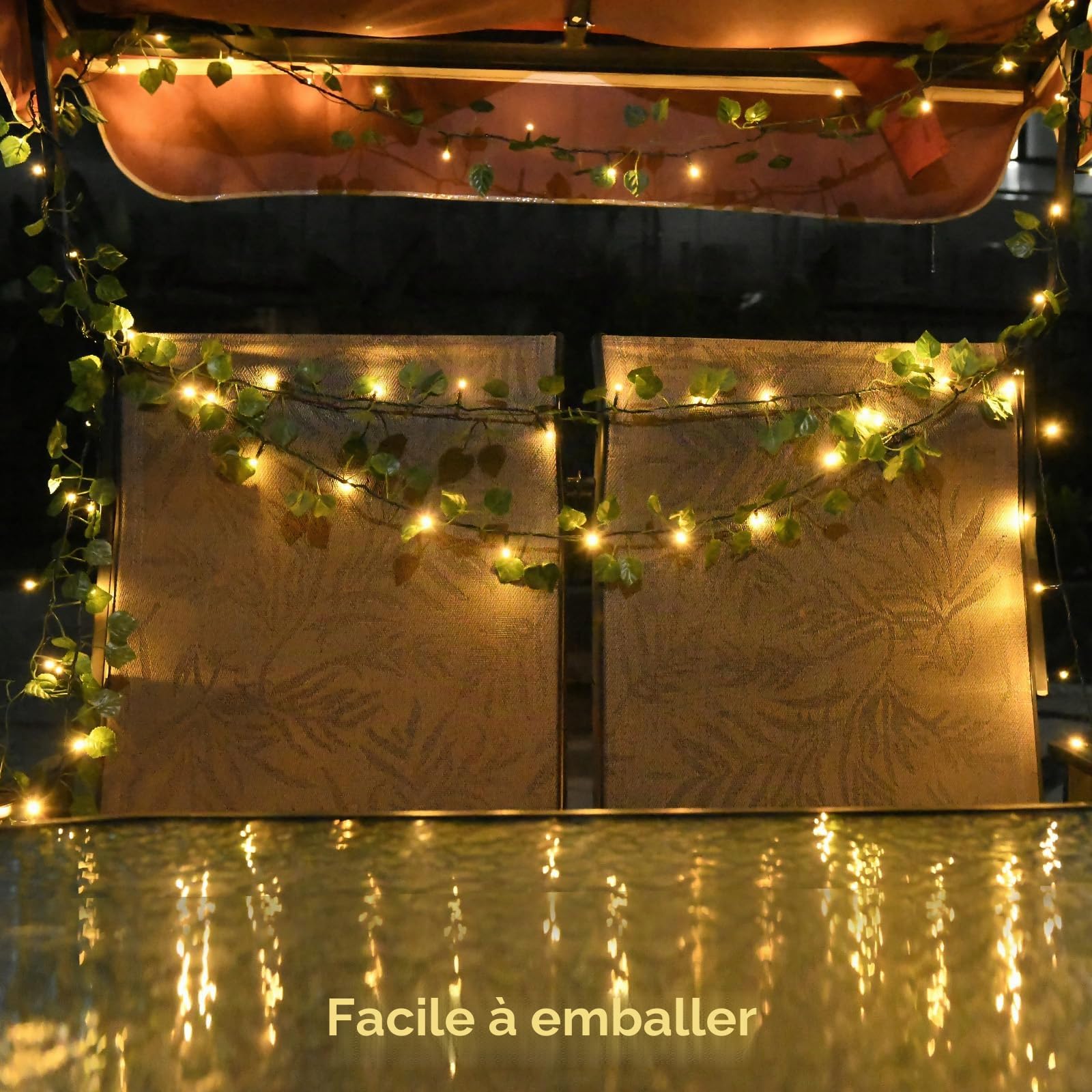 Guirlande lumineuse d'intérieur - 2 m - 20 LED - Avec minuterie - Étanche - Pour chambre à coucher, balcon, mariage, fête