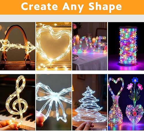 Miniatura 8 de YJFWAL Paquete de 12 luces LED de 10 pies y 30 luces LED, impermeables, luces de hadas estrelladas, funciona con pilas, alambre de cobre estrellado