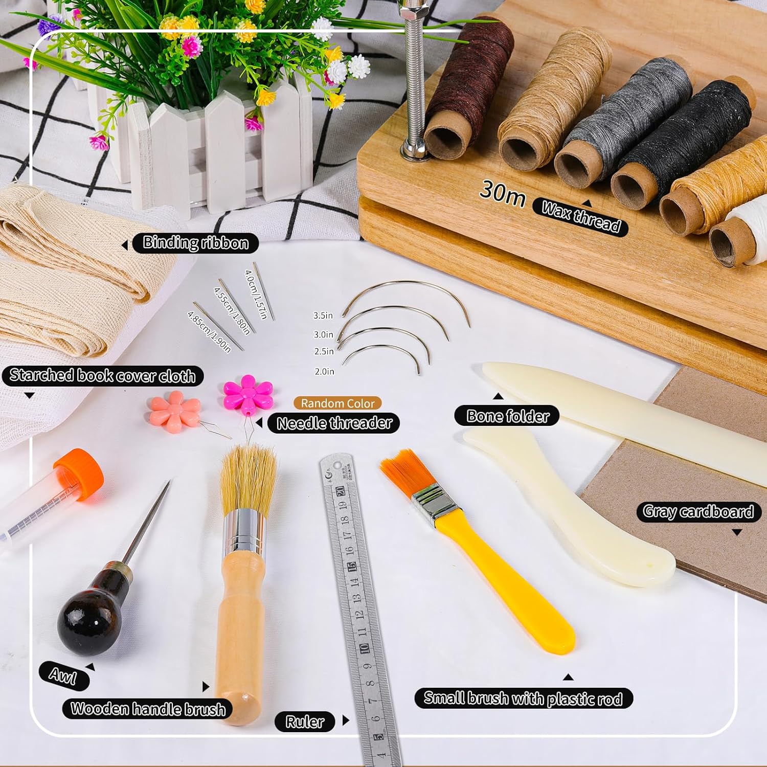 JUPEAN Book Binding Kits, Book Press, Bone Folder Tool, Plastic Bone Folder