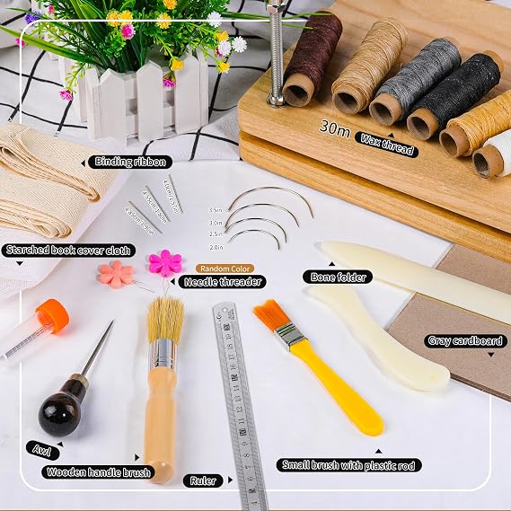 JUPEAN Book Binding Kits, Book Press, Bone Folder Tool, Plastic Bone Folder