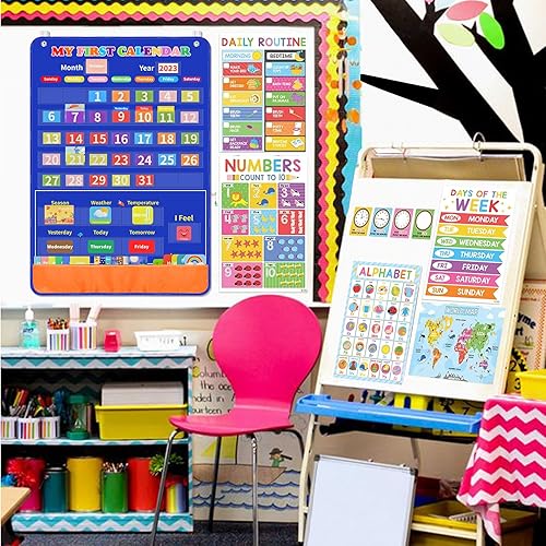 Miniatura 2 de Craftstory Calendario de aula con 104 tarjetas para niños, aprendizaje preescolar, suministros de escuela en casa, suministros imprescindibles para