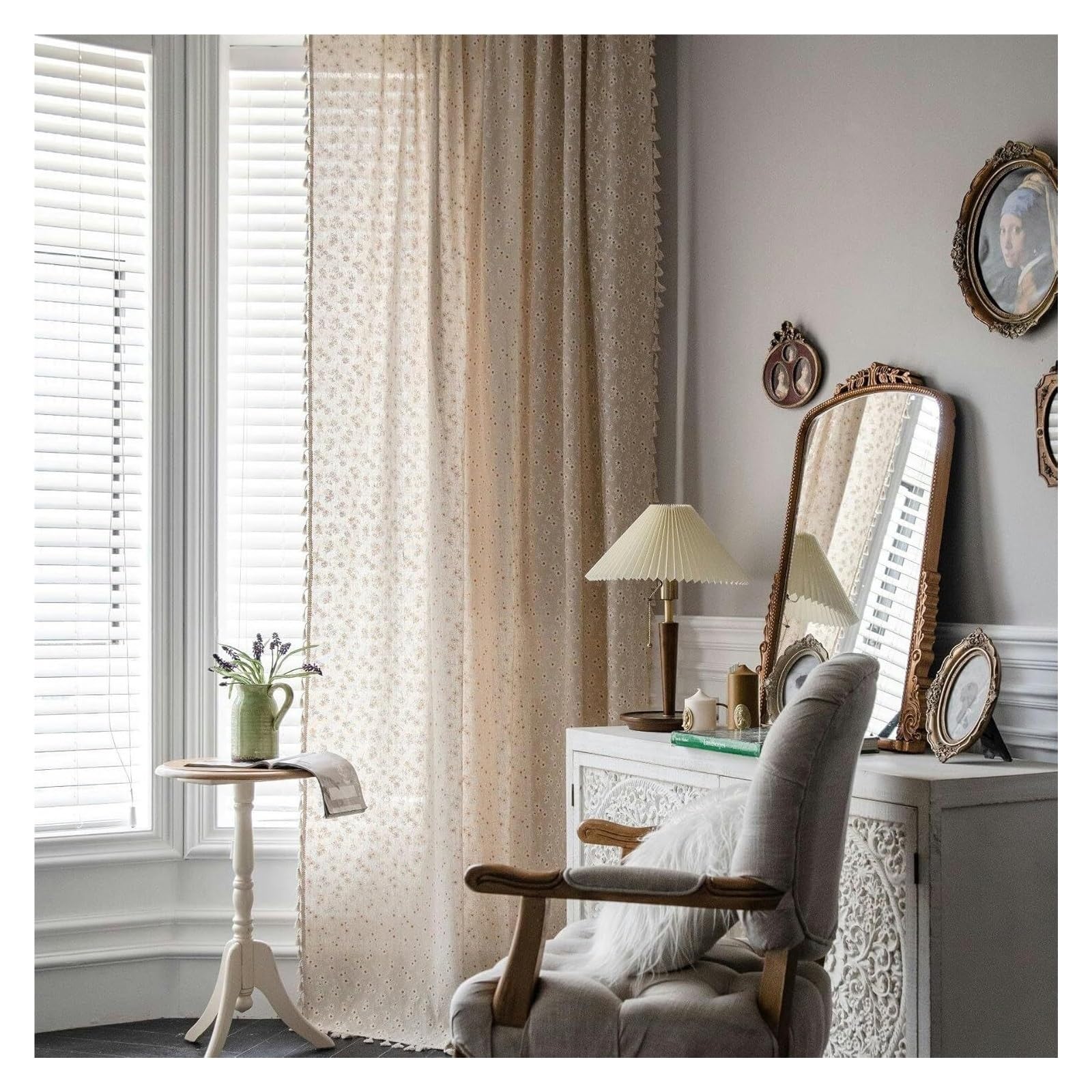 Rideaux de salon marguerites en coton lin 150x220cm style pastoral