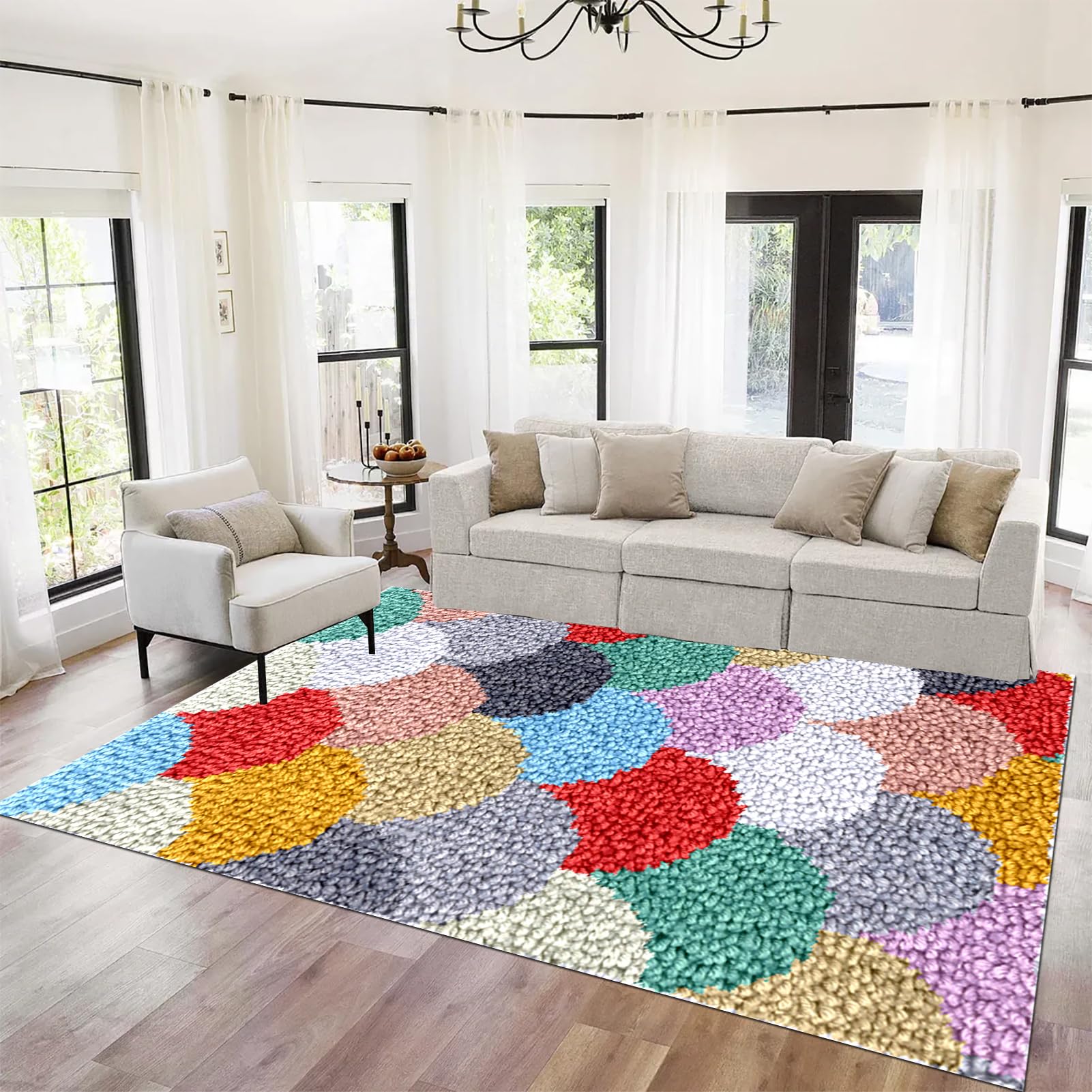 Tehocwiz Latch Hook Kits for Adults, Latch Hook Cushion Kits, Tapestry Kits for Home Decoration, Crochet Rug Making Kit for Adults 130x150 cm Rug Making Kit for Beginners, Latch Hook Rug Kit — image 1