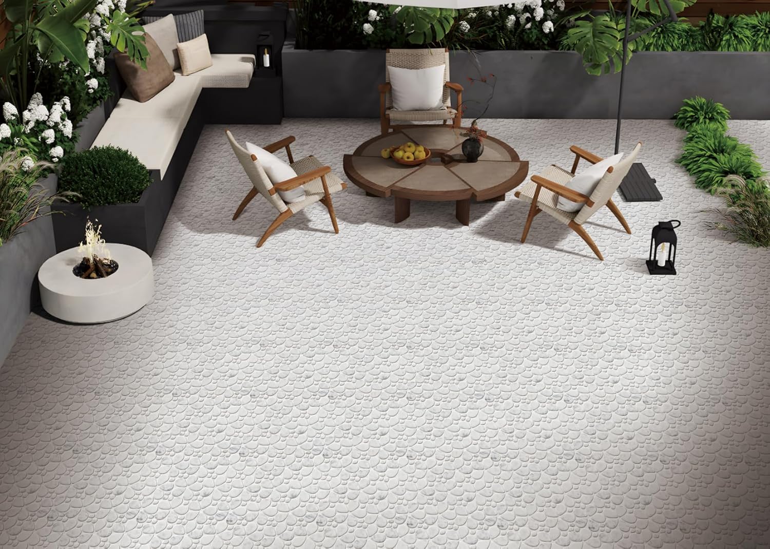 5 Sheets Marble Flowers Mosaic Wall and Floor Tiles for Bathroom and Kitchen 13.39 * 11.02 Inches 1.02 sq.ft