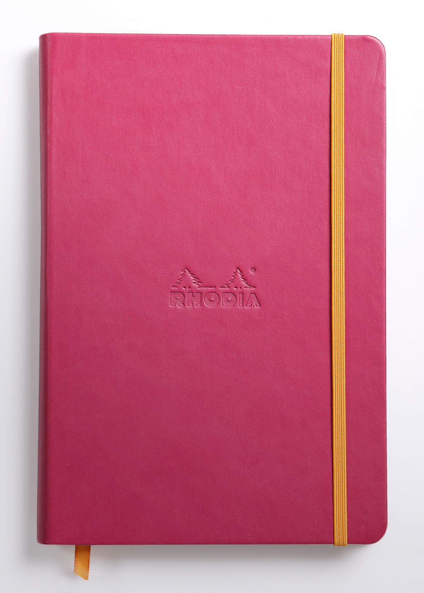 RHODIA 118752C - Raspberry Rigid Notebook - A5 - Lined - 192 pages - Ivory Clairefontaine Paper 90 g/m - Bookmark, Elastic Closure - Faux Leather Cover - Rhodiarama Collection