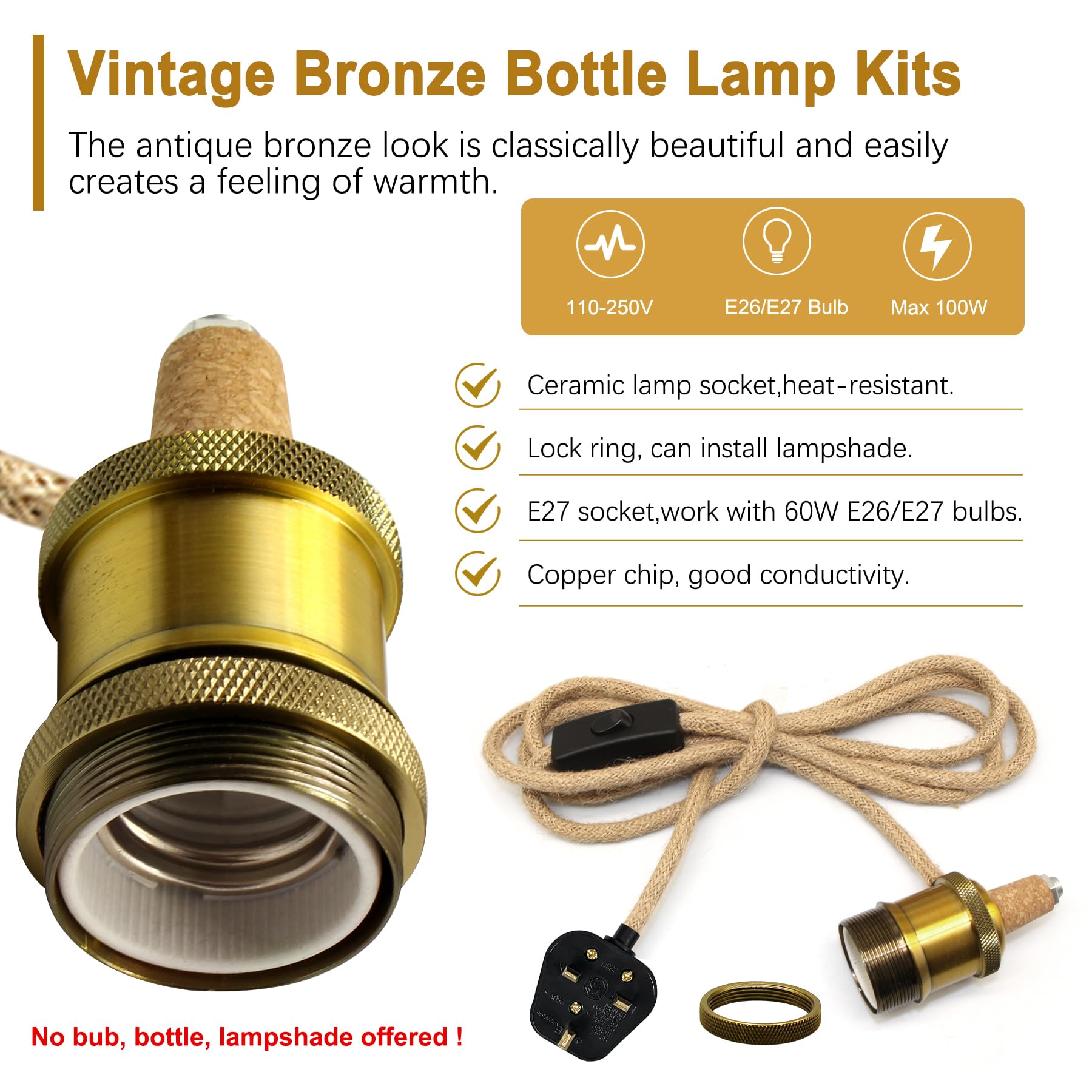 Bottle Lamp Adaptor Kit, 2Pcs Bottle Light Holder - Image 4
