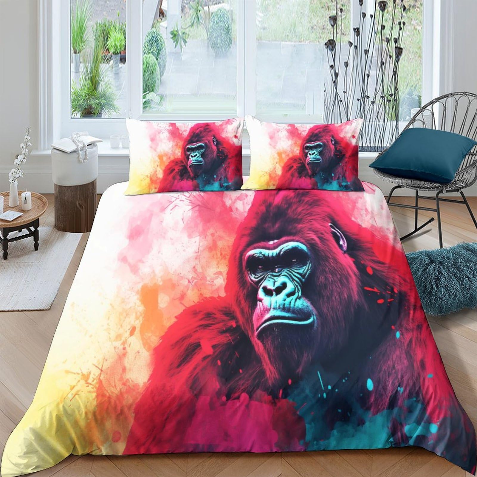 Parure de couette bêtes féroces motif orang-outan pour réveiller la déco d'une chambre adulte