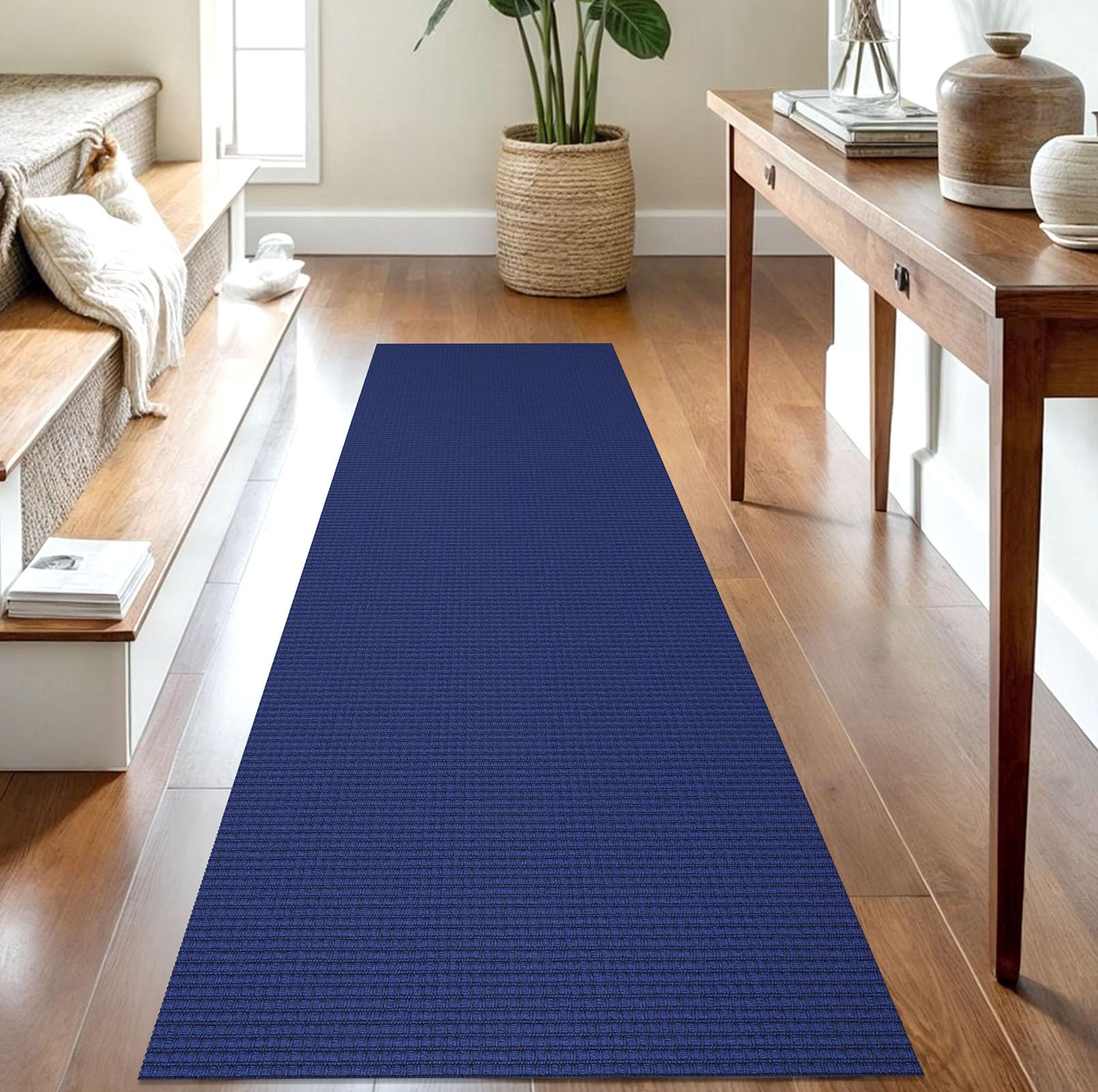 IOHOUZE Washable Runner Rug 2.6x8 Non Slip Rubber Backed Wide Hallway Runner Entryway Runner Indoor, Kitchen Rugs Woven Cotton Floor Carpet for Hall