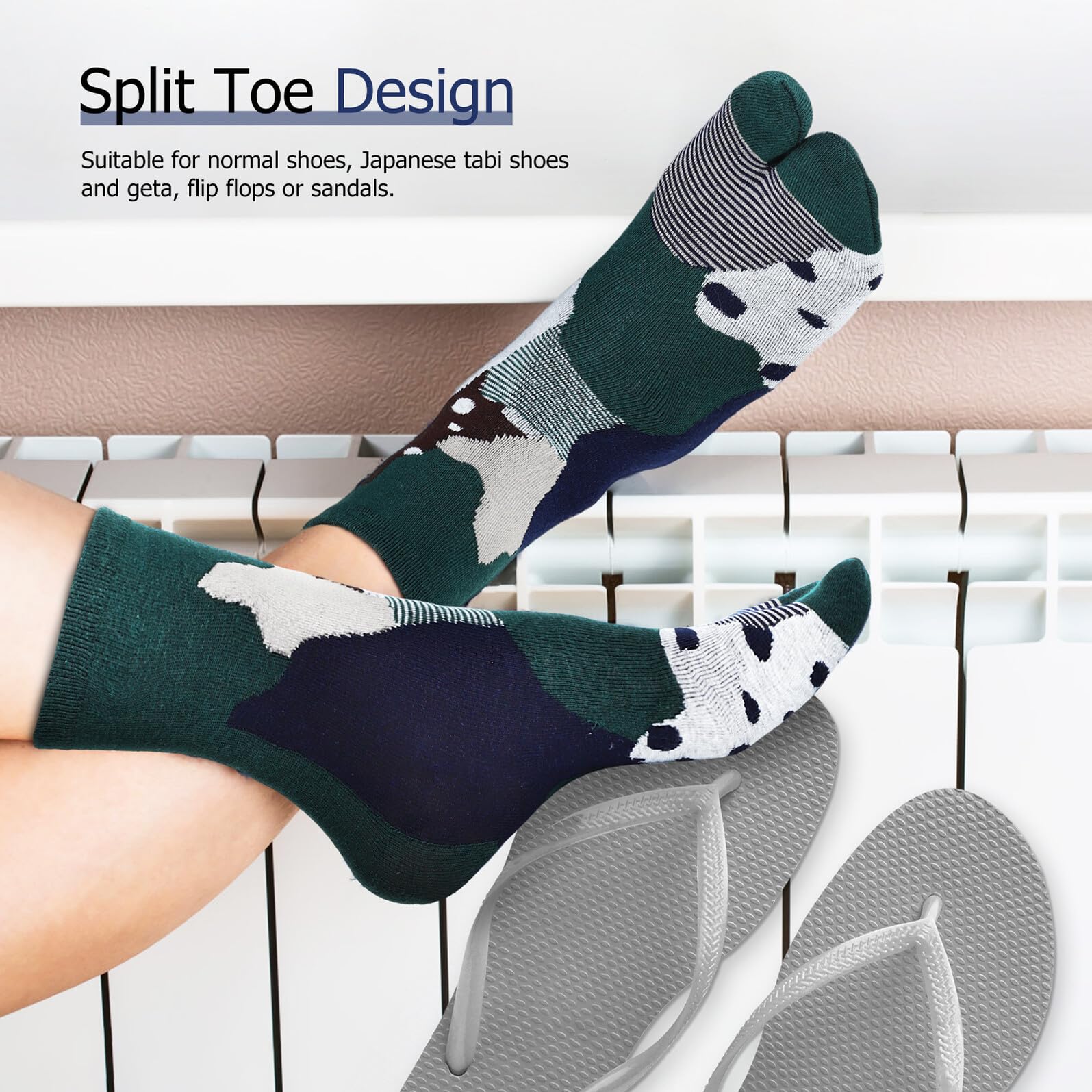 de Chaussettes Élastiques à Orteils Séparés Lot de 10 Paires en Coton Respirant et Sandales Faciles à Enfiler pour Chaussures Tabi Japonaises pour Hommes et Femmes