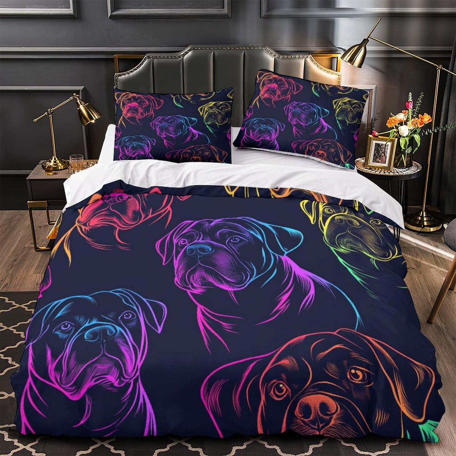 Drap de couette vecteur vibrant style néon pour transformer une chambre d'ado