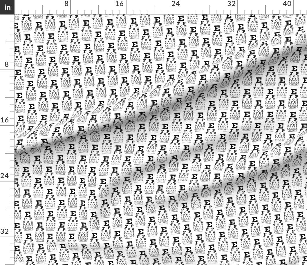 Spoonflower Fabric - Small Black White Glasses Eye Doctor Greyscale Printed on Petal Signature Cotton Fabric by The Yard - Sewing Quilting Apparel Crafts Decor