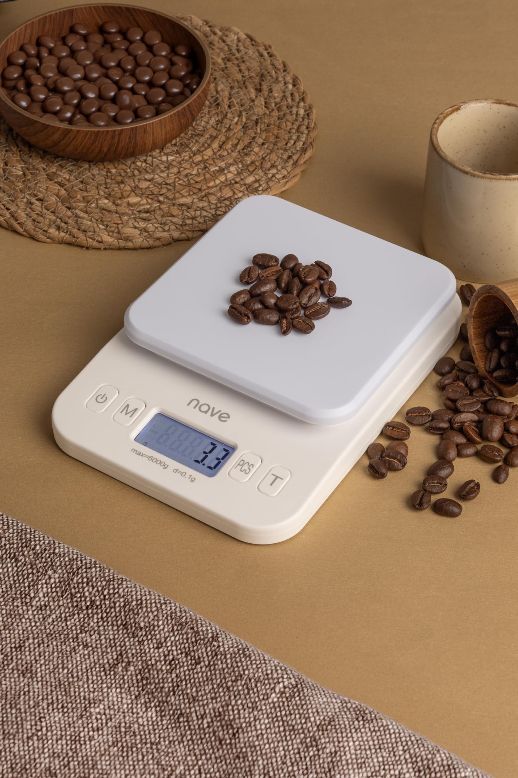 Nave Digital Kitchen Scale, 6kg/0.1g High Precision Food Scale with LCD Display, Multiple Units (g/oz/ml/lb), Battery Operated – Ideal for Baking, Cooking & Weight Control Color Scale for Hair Salon