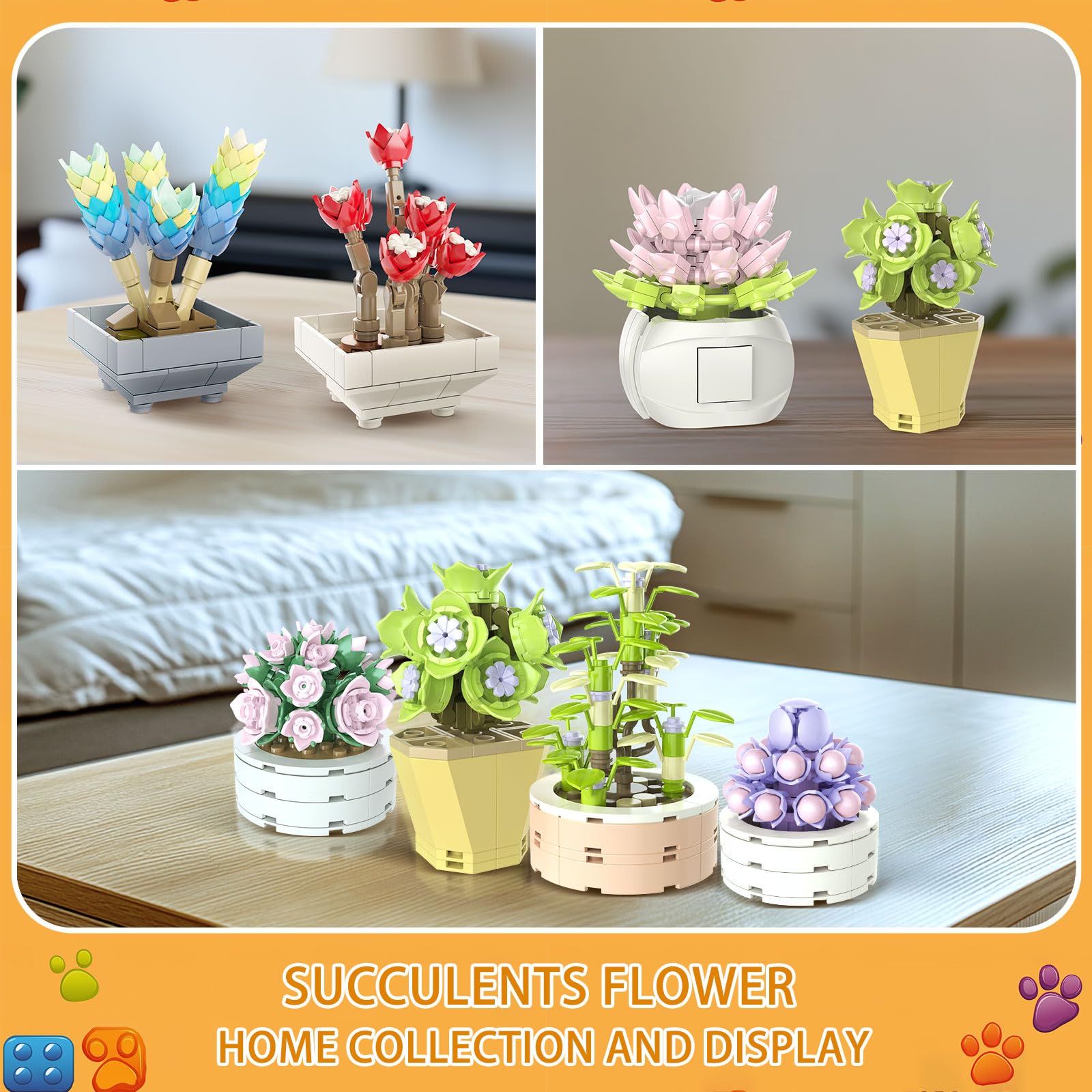 Brihappen Succulent Building Block Set for Adults Flowers Plants Blocks Building Sets for Office & Room Decor - Image 3