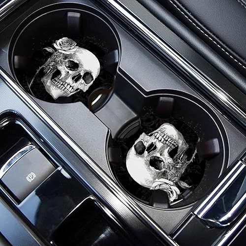 Vista 26 de WOCOCN Posavasos para automóvil, 2.75 pulgadas, antideslizantes y absorbentes, bonitos accesorios de decoración para portavasos de automóvil, Azul