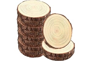 15 Pack 6-7 Inch Unfinished Natural Wood Slices for Crafts