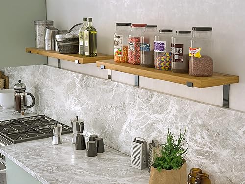 Miniatura 2 de Metfu Soportes de pared flotantes de metal con borde para uso industrial resistente, material resistente y duradero, fácil de instalar, bricolaje,