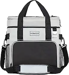 INSMEER Bolsa Térmica,Bolsa Cooler Dobrável Com Abridor De Bottel 100% À Prova De Vazamento, Cooler Isolada Para Acampamento Para Piquenique Na Praia, 40 Latas Grande, Cinza