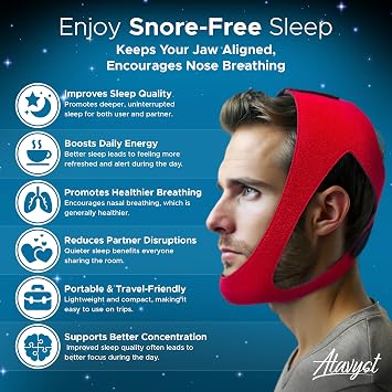 Chin Strap for Sleeping, Chin Strap for CPAP Users, Anti Snoring Chin Strap | Snore Stopper, Chin Strap for Snoring, Keep Mouth Closed While Sleeping, CPAP Chin Strap