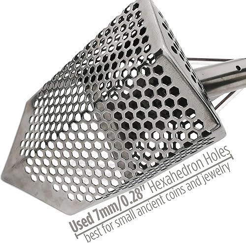 Miniatura 5 de CooB Pala de arena mejorada Detector de metales Sharky. Cucharas de arena Detección de tesoros, herramienta de caza con detector de metales. Acero