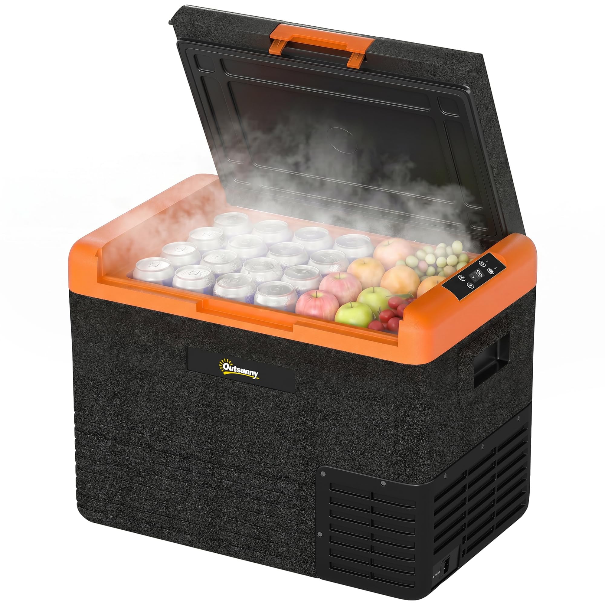 Outsunny Nevera Portátil Eléctrica 40L Refrigerador de Coche 12V/24/240V hasta -20℃ Mini Frigorífico con Compresor Pantalla LED Táctil para Hogar Camping Viajes Automóvil Barco 58,7x36,5x43,8 cm Negro