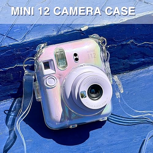 Miniatura 2 de CAIYOULE Funda transparente para cámara Instax Mini 12, Fujifilm Mini 12 funda protectora para PC con pegatinas de cámara y mini marcos