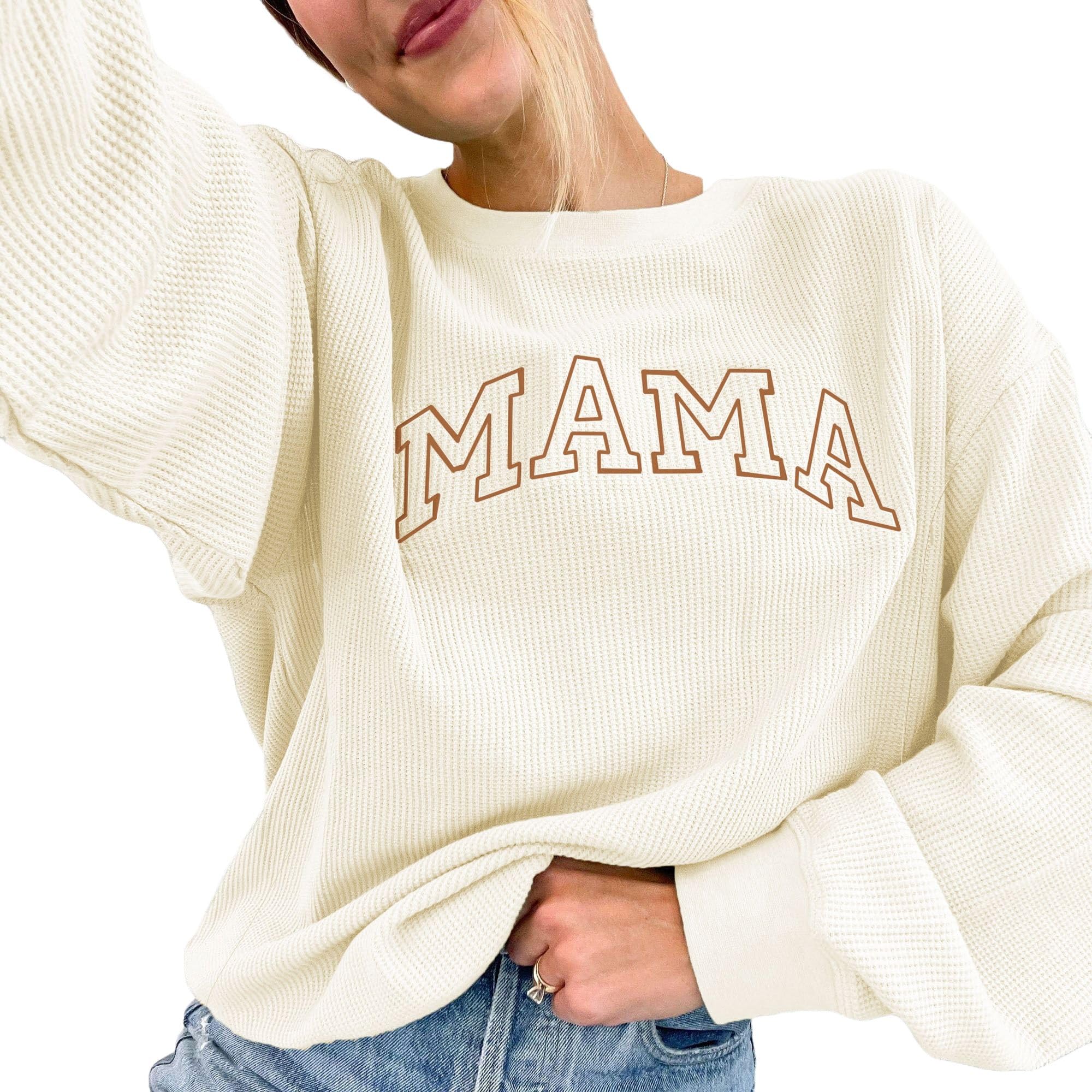Maternity Sweatshirt Waffle Knit Zipper Top
