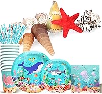 Vista 62 de Alice Tea Party Decorations - Baby Shower Paper Plates, Napkins, Cups & Straws for 24 Guests, 120 Pcs Disposable Party Dessert Dinnerware