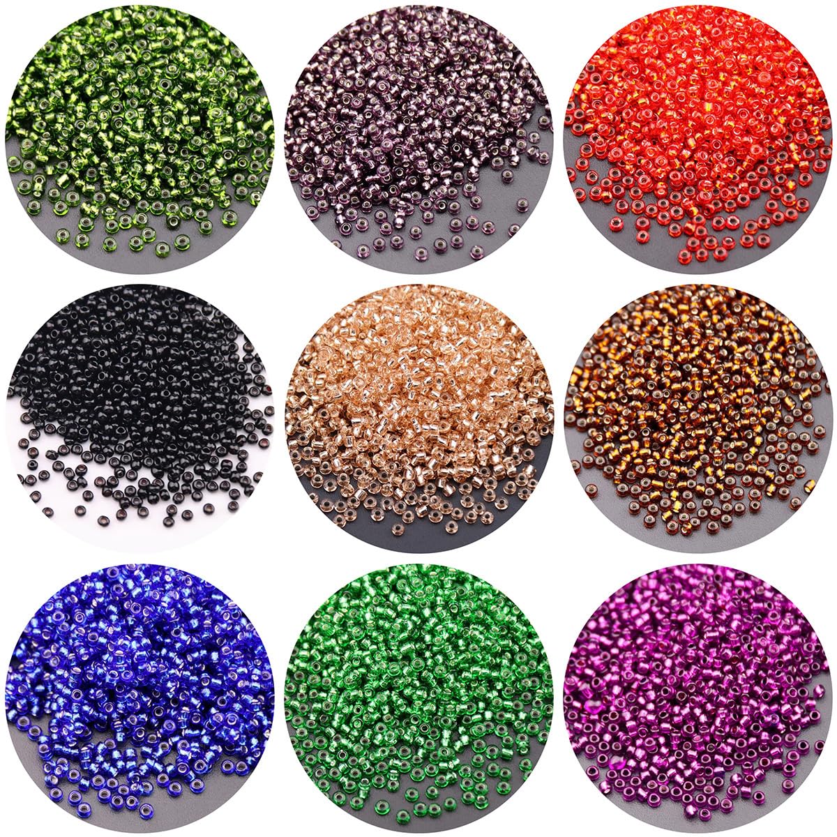 Cuentas De Vidrio De 3 Mm, Pequeñas Cuentas De Poni Translúcidas, Espaciadoras Sueltas para Bordado, Manualidades Y Joyería, 450 G (Aproximadamente 18000 Unidades)