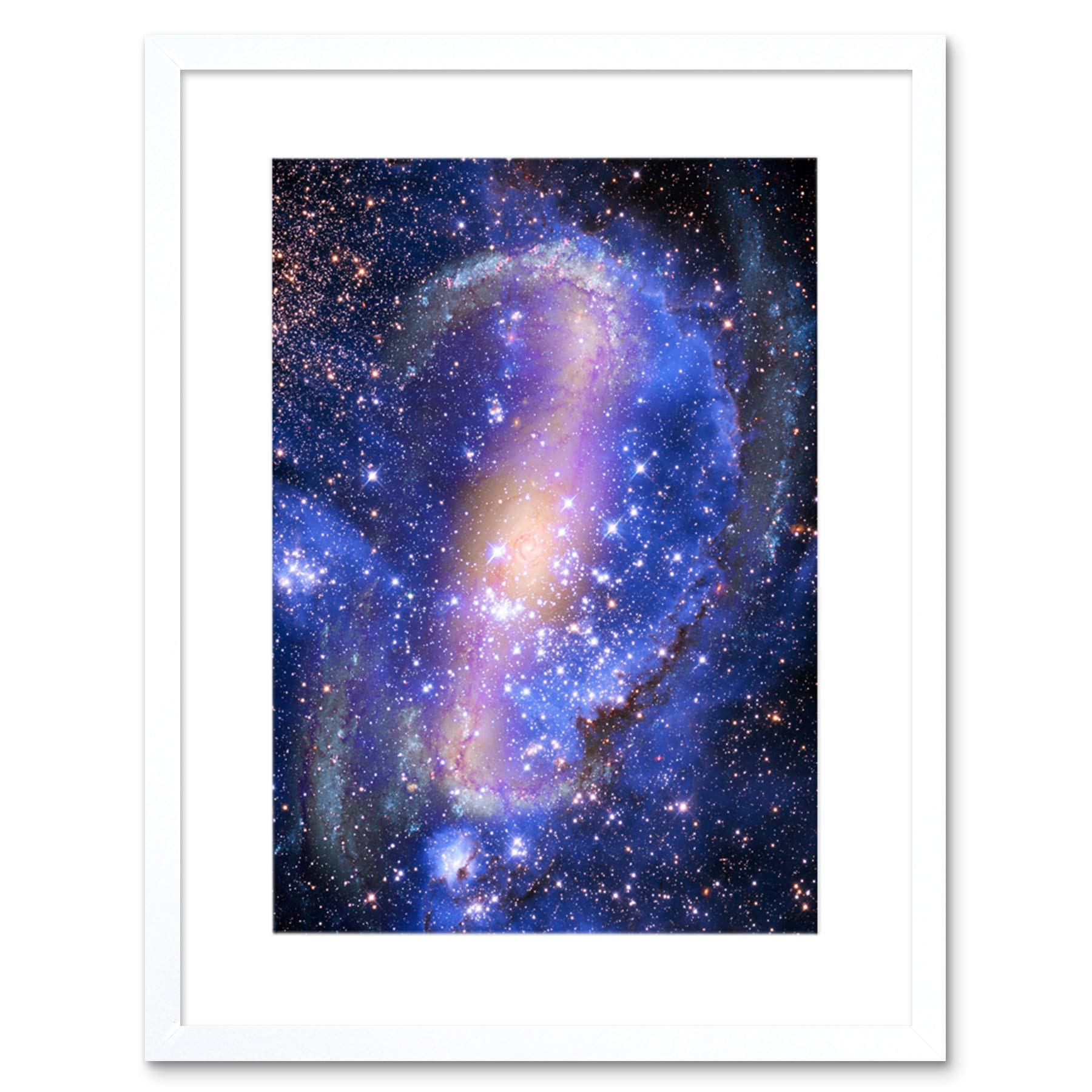 Wee Blue Coo Spiral Galaxy Nebula Stars Deep Space Picture Framed Wall Art Print