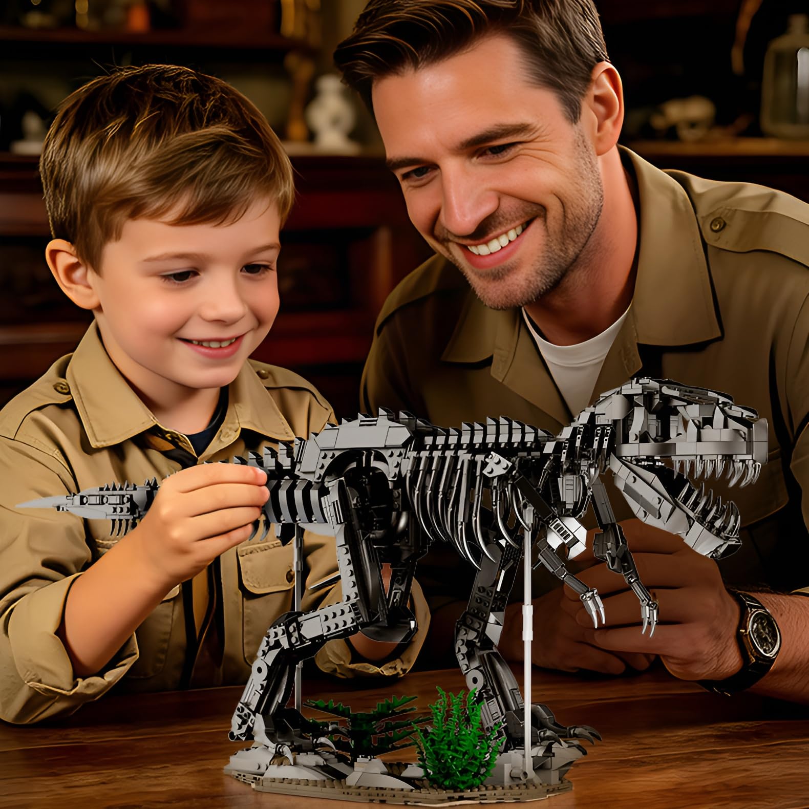 Dunkler Tyrannosaurus-Rex-Skelett-Klemmbausteinset, 1876 Teile | Dinosaurier-Fossilien-Bausatz, T-Rex-Modell für Erwachsene, STEM-Lernspielzeug, kreatives Geschenk für Männer Frauen