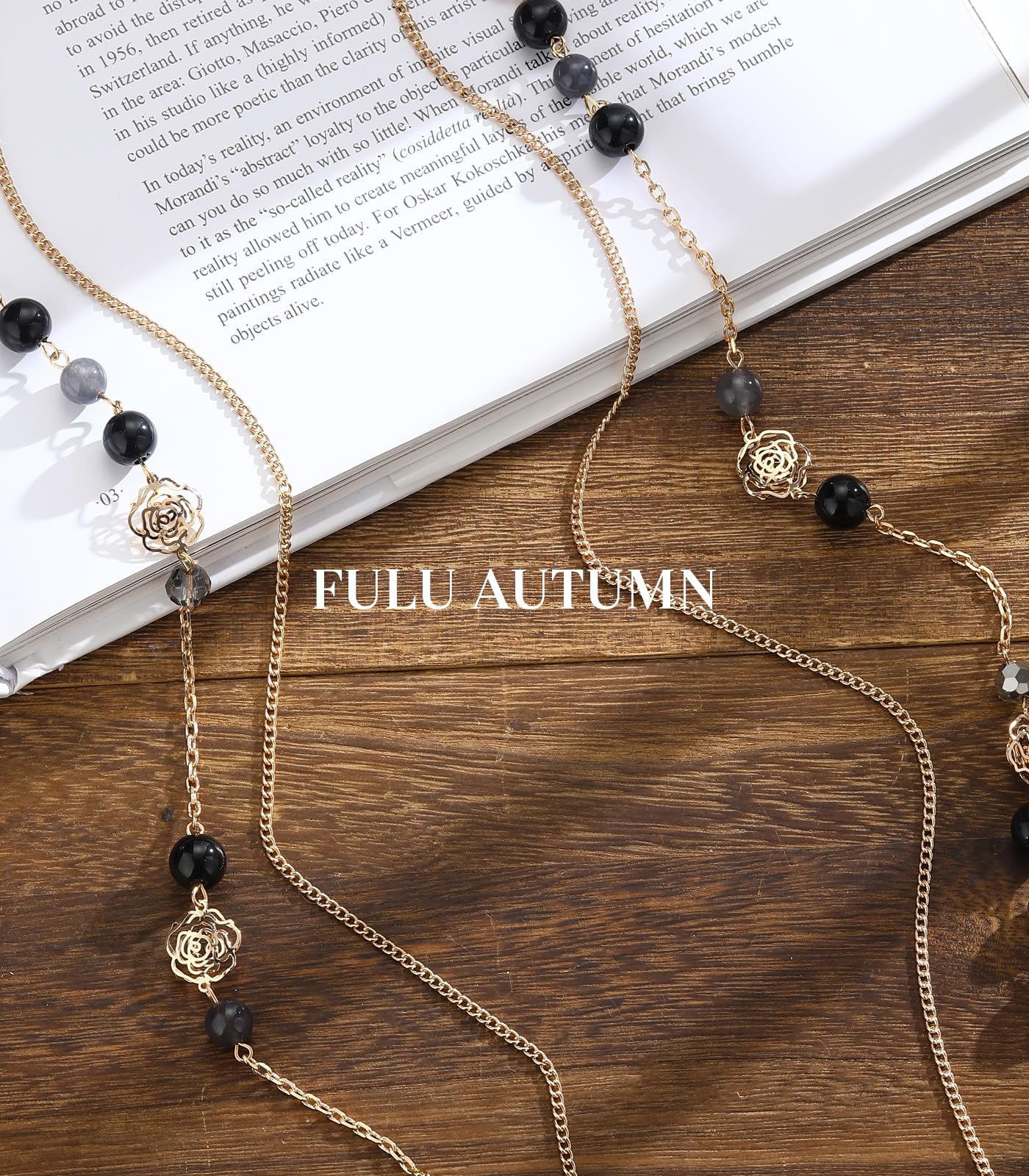 FULU AUTUMN Collana da donna in oro lunga collana con perle di pietra naturale a doppia fila regalo compleanno gioielli fantasia per mamma